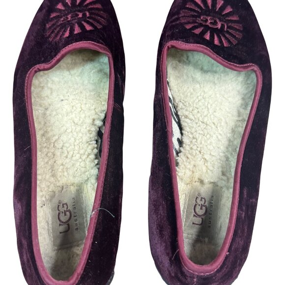 UGG Australia ALLOWAY Chocolate Brown Suede Shearling Fur Slippers Woman's 9 - Picture 10 of 15